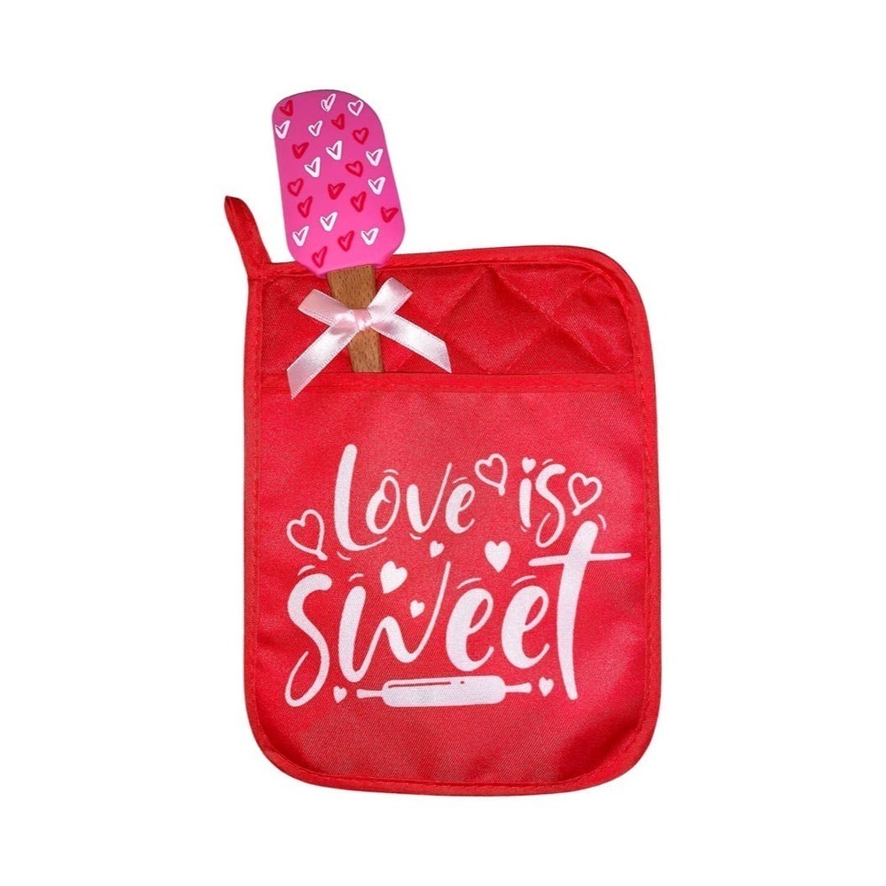 Red Valentine’s Day Oven Mitt and Spatula Bundle Love is Sweet